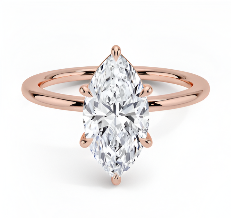 1 ct. Marquise Cut Rose Gold Engagement Ring