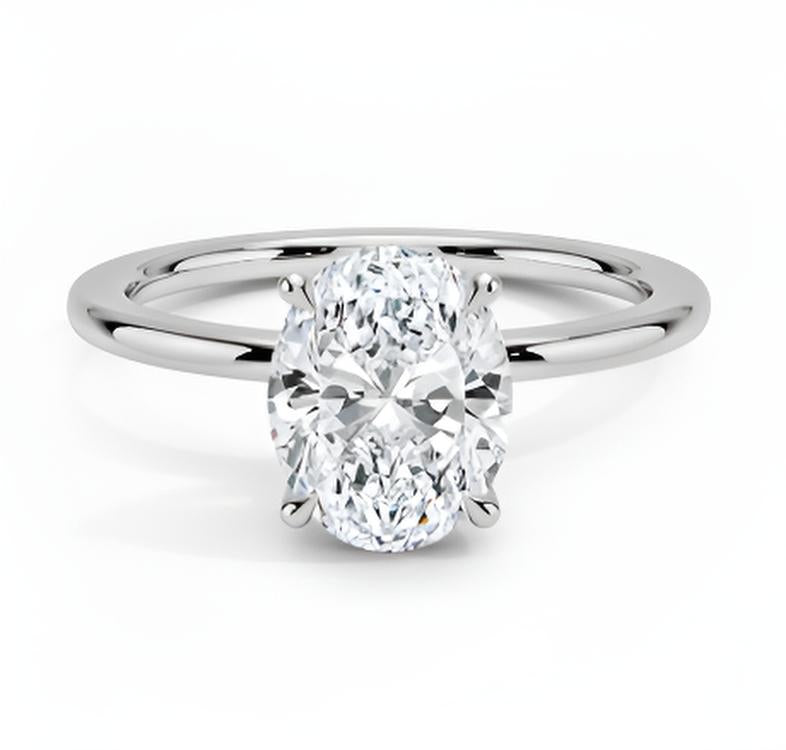 1 ct. Oval Cut White Gold Engagement Ring