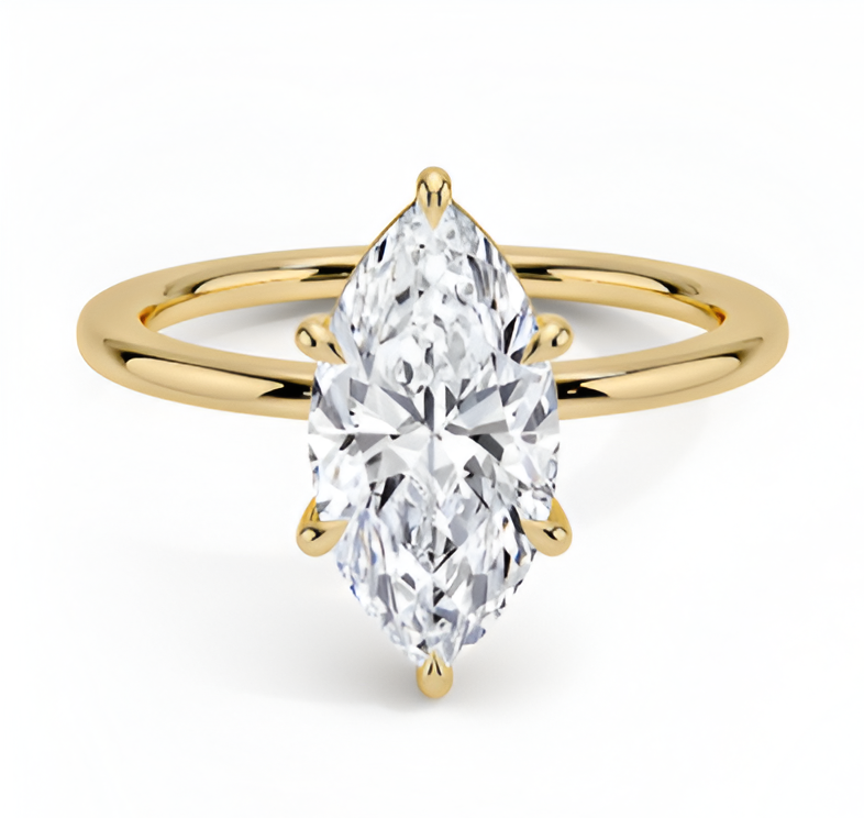 1 ct. Marquise Cut Yellow Gold Engagement Ring